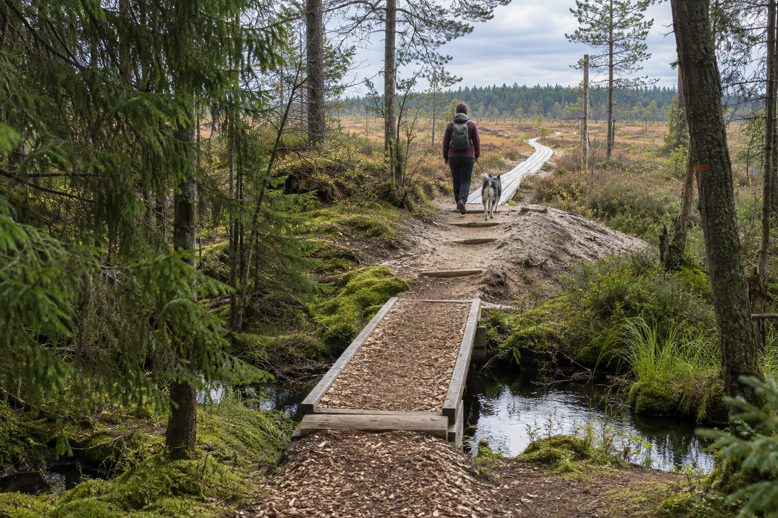 Illustreeriv pilt matkajast koeraga raba serval; mitte dokumentaalfoto Marimetsa rajast