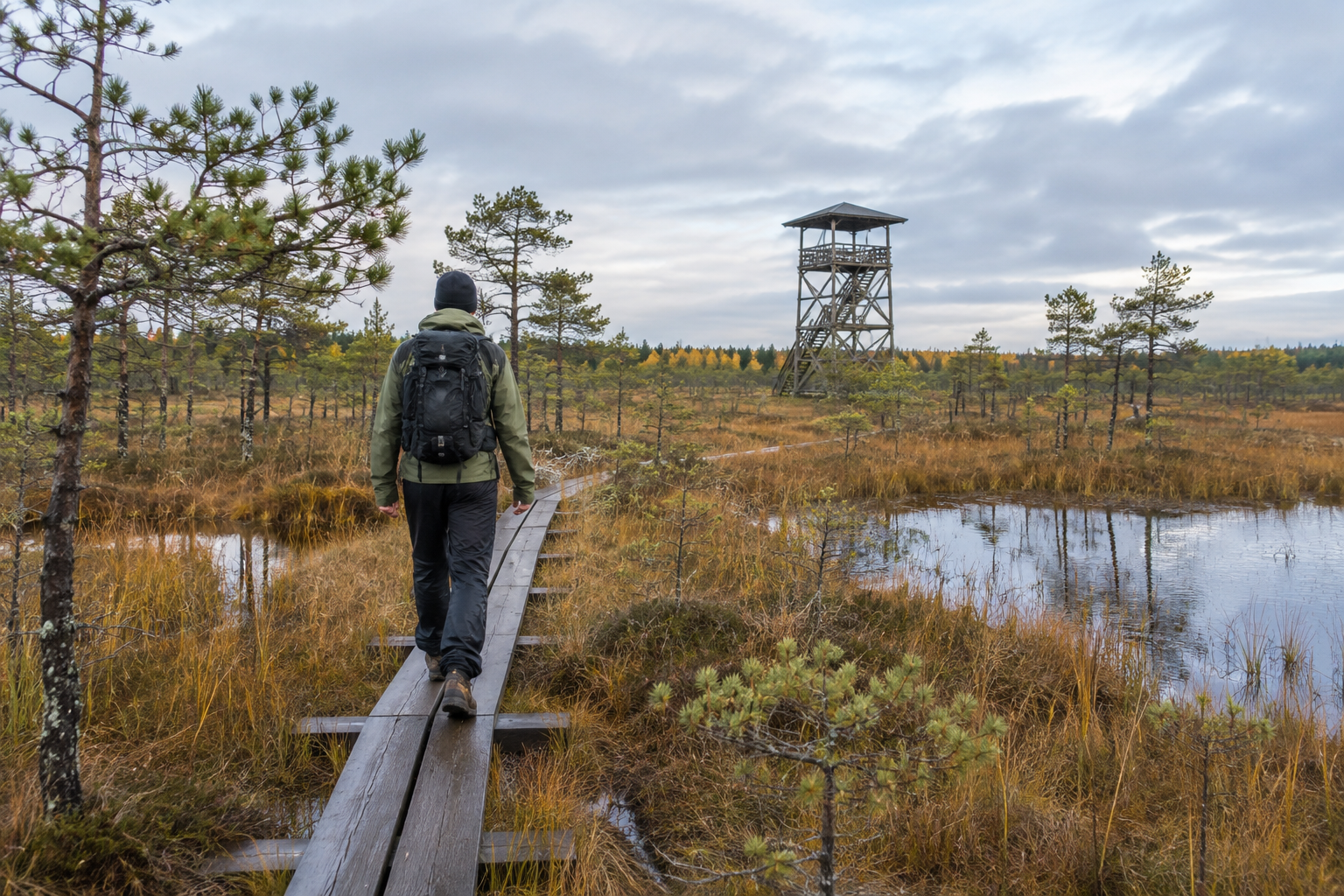 Illustreeriv pilt matkajast rabalaudteel; mitte dokumentaalfoto Männikjärvest