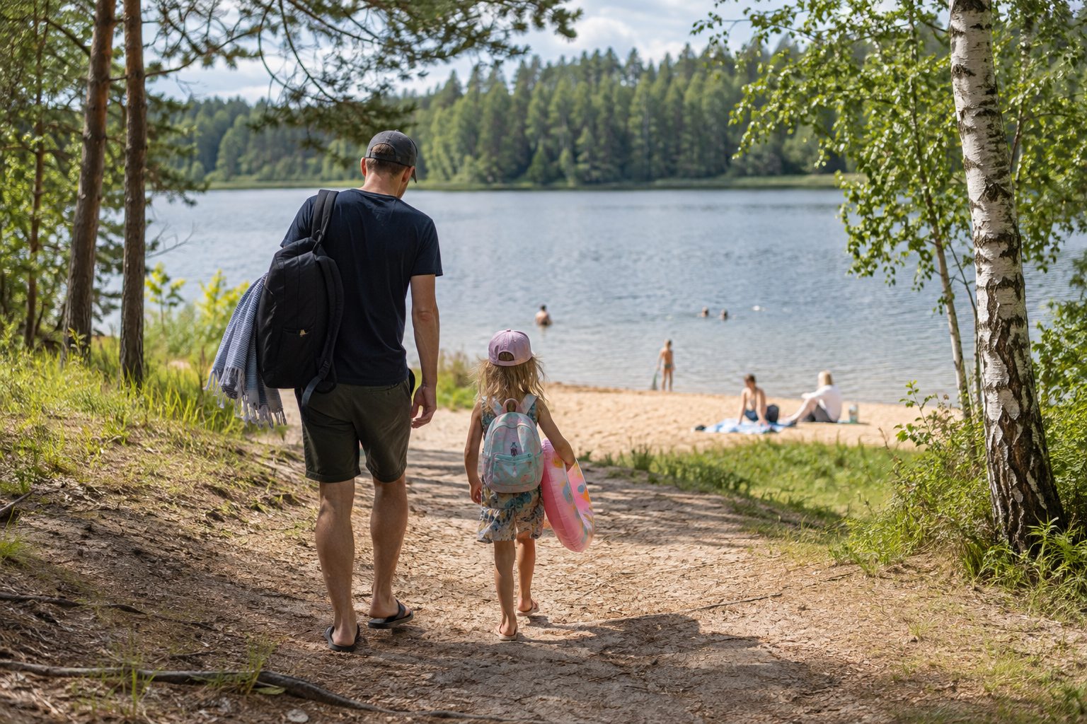 Illustreeriv foto pere käigust järveäärsesse randa; see ei ole dokumentaalfoto Verevi järvest