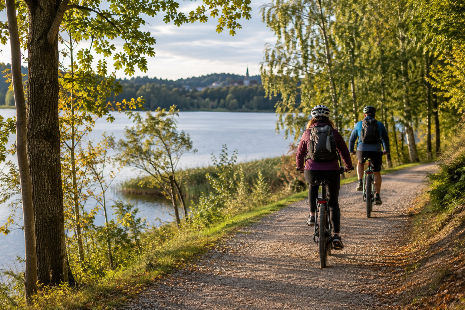 Illustratiivne pilt: jalgratturid järveäärsel terviserajal